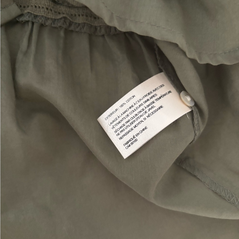 Moon Army Green Eyelet Button Down Blouse - Picture 5 of 7